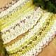 bridal crochet beaded cuff bracelet, wedding wrist band, statement jewelry, pastel cream green white, prom corsage, bride accessoire, Rose