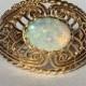 Vintage Opal Ring. Oval White Opal in 14K Yellow Gold Filigree Setting. Unique Engagement Ring. October Birthstone. 14th Anniversary Gift.