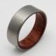 Hammered Titanium and wood ring with Koa