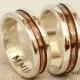 Wedding Ring Set- Personalized Promise Rings made of sterling silver and copper -  Engagement bands