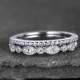 Sterling silver ring SET/Cubic Zirconia wedding band/CZ wedding ring/stack ring/2PCS Matching band/Half eternity ring/White gold plated