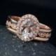 Pink Morganite Wedding Ring Set – Vintage Inspired Weddings - 14KT Rose Gold