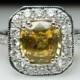 Natural Cushion Cut Sapphire & Diamond Engagement Ring 18k White Gold Sapphire Engagement Ring Diamond Halo Jewelry Wedding Band