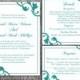 DIY Wedding Invitation Template Set Editable Word File Instant Download Elegant Printable Invitation Teal Wedding Invitation Blue Invitation