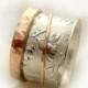 SALE Sterling silver leaf pattern ring, spring wedding, rose gold spinner ring, popular favorite, rotating wedding ring, Ilan Amir