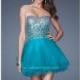 Peacock/Silver Sequined Strapless Sweetheart Dress by La Femme - Color Your Classy Wardrobe