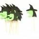 12 Witch Head Cupcake Toppers -  Halloween Cupcake Toppers, Halloween Party, Halloween Decorations, Witch Party