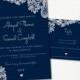 Navy Blue Wedding Invitation, RSVP card set kit, Lace & linen, Engagement, Classic, Simple, Vintage, Rustic, Romantic - Printable Digital