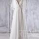 2017 Off White Chiffon Bridesmaid Dress, Deep V Neck Wedding Dress, Ruffle Sleeves Prom Dress, A Line Evening Gown Floor Length (H339)