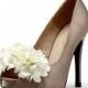 Champagne Satin Wedding Shoes with Fabric Flowers