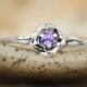 Size 9.5 - Delicate Amethyst Rose Engagement Ring in Sterling - Silver Rose Promise Ring - February Birthstone Ring - Ready to Ship