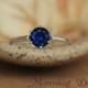 Size 8 - Ready To Ship - Blue Sapphire Solitaire Ring In Sterling Silver - Engagement Ring - September Birthstone - Gift For Her
