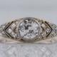 Antique Engagement Ring Art Deco 1.19 Old European Cut Diamond in Platinum & 18k Yellow Gold