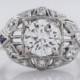 Antique Engagement Ring Art Deco 1.00ct Round Brilliant Cut Diamond in Platinum