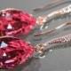 Pink Rose Gold Crystal Earrings Swarovski Rose Pink Rhinestone Earrings Pink Bridal Earrings Wedding Bridesmaid Rose Gold Pink Jewelry