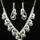 Swirl Bridal Necklace, Crystal Wedding Necklace, Silver Rhinestone Jewelry Set, Wedding Accessories