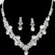 Teardrop Rhinestone Bridal Necklace, Crystal Wedding Jewelry Set, Silver Crystal Wedding Necklace, Wedding Accessories