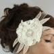 Ivory Bridal Head Piece, Weddings Flower Headband, Rhinestone Accent, BohoChic Wedding Champagne, Cream, Hair Fascinator, Handmade, ooak