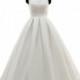 New Design A-Line Bateau Train Satin Ivory Open Back Wedding Dress with Beading - Top Designer Wedding Online-Shop