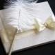 Ivory Wedding Guest Book with Ostrich Feather Pen  Ivory Sign in Wedding Journal  Wedding Wishes Book  Ivory Reception Book with Pen