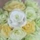 Paper Flower Bouquet ready to ship, Green Yellow Wedding Bouquet, Soft Lemon Wedding Color Trend 2015, Paper Rose Bouquet