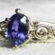 Purple Sapphire Engagement Ring Violet Sapphire Ring 1.0 carat Ceylon Purple Natural Sapphire 14k White Gold filigree setting