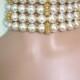 Pearl Choker, Wedding Pearl Necklace, Chunky Choker, Bridal Jewelry, Statement Necklace, Great Gatsby, Rhinestone Choker, Art Deco, Downton