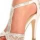 Details About Off White Lace Diamante Platform Wedding Sandals Heels T-Bar Peeptoe Shoes