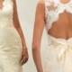 Charming V Neck Lace Sheath Wedding Dress With Sashes WD040