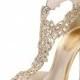 Crystal-Lace Metallic Leather Pump, Gold