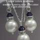 Navy Bridesmaid Gift, Swarovski White Pearl and Navy Blue (Dark Sapphire) Crystal Jewelry Set, Navy Jewelry Set, Custom Bridesmaid Jewelry