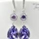 Tanzanite Bridal Earrings Purple Teardrop Bride Earrings Swarovski Crystal Lilac Wedding Jewelry Lavender Wedding Earrings Bridesmaid Gift