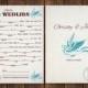 Wedding Mad Lib Card Printable, Wedlibs, Blue Bird Wedding, Guest Book Alternate, Reception Game, Welcome Bag Stuffer, Wedding Favor