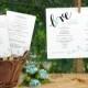 Diy Wedding Fan Program -DOWNLOAD Instantly - EDITABLE TEXT - Love Script (Black & Light Turquoise) 5 x 7 - Microsoft® Word Format (docx)