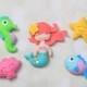 Little mermaid and friends felt set - crib mobile/ hanging toys/ fridge magnets/ cake toppers - pack of 5