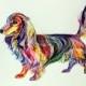 DACHSHUND longhair  Art Print on canvas  Dog Watercolor Painting DACHSHUND  Print animal watercolor
