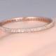 Petite French micro pave Diamond wedding band solid 14k rose gold,FULL eternity ring,engagement ring,stack matching band,anniversary,thin