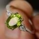 Oval Cut Peridot Ring Engagement Ring Sterling Silver August Birthstone Ring Anniversary Ring