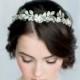 Silver Bridal Crown, Wedding Tiara, Crystal Leaf Headband, Twig Hairband, Bridal Headpiece, Leaf Hair Accessory, Silver Flower Halo, HELENA