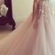 Scoop V-neck Long Wedding Dress/Prom Dress With Appliques PG359
