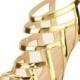 Nicole Mesh-Inset Caged Red Sole Sandal, Gold