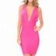 Hot Pink Plunging Short Mini Dress by Atria - Color Your Classy Wardrobe