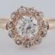 Antique Engagement Ring Victorian .90 Round Brilliant Cut Diamond in 14k Yellow Gold