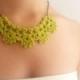 Bridesmaid green necklace Party choker Cocktail jewelry Crochet necklace