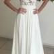 V-neck Cap Sleeves Sweep Train White Wedding Dress With Appliques WD002