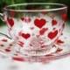 Unique Gift Cup Hand Painted Red Hearts Tea Set Glass tea cup set for her Hearts Cup and saucer St. Valentine's Day TeaCup Set tea cups