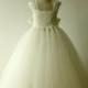 Ivory Ball Gown Tutu Flower Girl Dress Lace Tulle Princess Dress Cap Sleeves