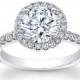 Ladies platinum diamond engagement ring with round halo top 0.70 ctw G-VS2 diamonds and 2ct Round White SApphire Center