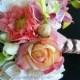 The Katie Bouquet- Real Touch and Silk Flower Wedding Package in Cream, Coral, Pink, Blue and Green  Beach Wedding - Spring/ Summer  Wedding
