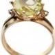 Green stone Engagement Ring, Large statement ring,14K gold ring, For woman, Green quartz ring, Rose gold ring, gemstone ring, everyday ring